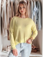 Dámsky nadrozmerný jednoduchý sveter SENZIA lemon FashionStreet MY2449 Dámsky nadrozmerný jednoduchý sveter SENZIA lemon FashionStreet MY2449