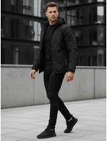 Pánska zimná bunda s kapucňou čierna FashionStreet TX5119
