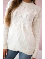 Sveter nasadený cez hlavu s módnou väzbou ecru
