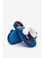 Dziecięce Kapcie Na Grubej Podeszwie z Misiem Niebieskie Dasca