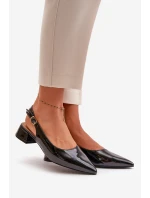 Lakierowane Baleriny Na Niskim Obcasie Z Noskami W Szpic Czarne Anarinne