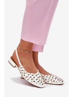 Zdobione Baleriny Na Płaskim Obcasie Białe Nilarisela