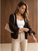 Dámsky oversize kardigán bez zapínania, čokoládová farba, FashionStreet MY2564 Dámsky oversize kardigán bez zapínania, čokoládová farba, FashionStreet MY2564