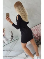 3D grafické šaty s perlami čiernej