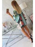 Netopierie šaty s viazaním v páse v mätovej farbe