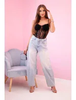 Dámska čipkovaná blúzka s ramienkami čierna