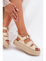 Sandały Damskie Na Platformie Beżowe Nitavelia