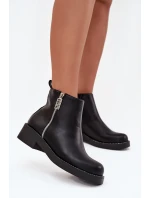 Ocieplane Niskie Botki Damskie Z Cyrkoniami Czarne Vionna