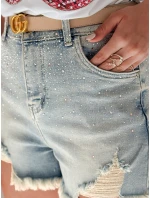 Dámske džínsové šortky so zirkónmi LIKE A STAR modré FashionStreet SY0487