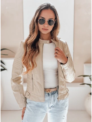 Dámska kožená bunda ROCKMISS beige FashionStreet TY5215