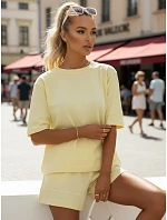 Bavlnená dámska súprava so šortkami Poľský výrobok žltá FashionStreet AY1170 Bavlnená dámska súprava so šortkami Poľský výrobok žltá FashionStreet AY1170