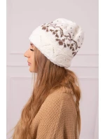 Dámska čiapka Kira K374 ecru+brown