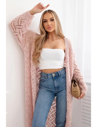 Dlhý sveter Super KID Mohér tmavá púdrová ružová