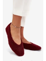 Baleriny Damskie Z Futerkiem Typu Baranek Bordowe Zimira