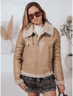 Dámska kožená bunda s ovčou kožušinou SHEREB khaki FashionStreet TY4757