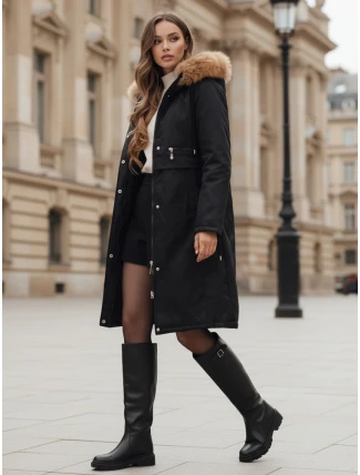 Dámska zimná bunda parka s kožušinou čierna FashionStreet TY5110