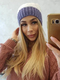 Bibiana fleecová čiapka K264 fialová+biela