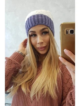 Bibiana fleecová čiapka K264 fialová+biela Bibiana fleecová čiapka K264 fialová+biela