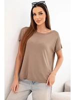 Dámska viskózna blúzka oversize s krátkymi rukávmi a okrúhlym výstrihom Fango