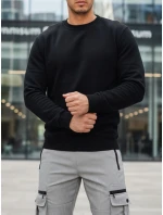 Pánska základná čierna mikina FashionStreet BX5882 Pánska základná čierna mikina FashionStreet BX5882