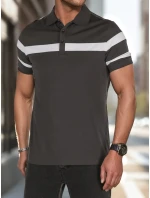 Pánska polokošeľa s pruhmi tmavosivá FashionStreet PX0630 Pánska polokošeľa s pruhmi tmavosivá FashionStreet PX0630