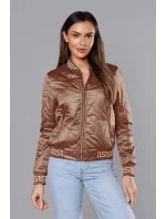 Dámska bunda typu "bomber" v karamelovej farbe (B8123-14)
