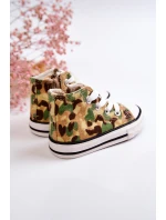 Dziecięce Wysokie Trampki Na Suwak Beżowo-Zielone Filemon