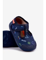 Kapcie Milami Dziecięce Elastyczne Na Rzepy Granatowe Ambette