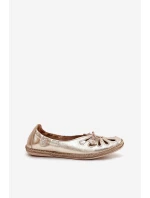 Płaskie Baleriny Z Naturalnej Skóry Zazoo 10179 Złote