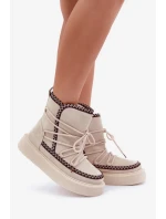 Dámske vyšívané snehule na platforme svetlo béžové Naleris Dámske vyšívané snehule na platforme svetlo béžové Naleris