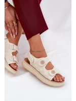 Damskie Sandały Z Ozdobnymi Detalami Na Rzepy Beżowe Zoliner