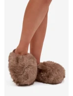 Futrzane Kapcie Damskie Brązowe Iseline