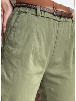Dámske nohavice chinos s opaskom RELCIX khaki FashionStreet UY2582