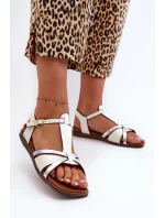 Sandały Damskie Płaskie Z Eko Skóry Sergio Leone SK071H Białe