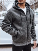 Pánska zateplená tmavosivá mikina FashionStreet BX5598 na zips Pánska zateplená tmavosivá mikina FashionStreet BX5598 na zips