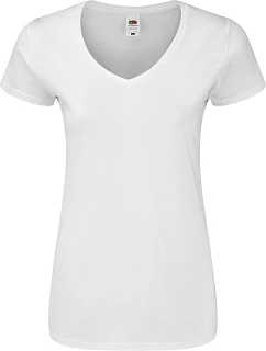 Fruit of the Loom Lady-Fit Iconic 150 V-Neck T Dámske tričko s výstrihom do V 16.1444 biele
