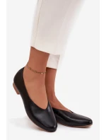 Baleriny Damskie Z Eko Skóry Na Płaskim Obcasie Czarne Olyssia