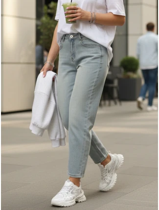 FashionStreet dámske svetlomodré nohavice mom fit UY2858