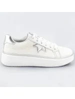 Bielo-strieborné šnurovacie tenisky sneakers s hviezdičkou (BB126L) Bielo-strieborné šnurovacie tenisky sneakers s hviezdičkou (BB126L)