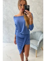 Asymetrické šaty, 3/4 rukávy, džínsovina