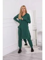 Mikinová súprava s dlhšou stranou tmavo zelená Mikinová súprava s dlhšou stranou tmavo zelená