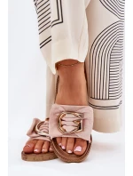 Płaskie Klapki Damskie Z Ozdobnym Detalem Różowe Nellodra