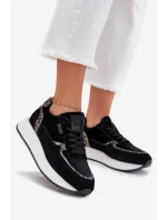 Zamszowe Sneakersy Damskie Big Star OO274A312 HI-POLY SYSTEM Czarne Panterka