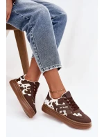 Dámské tenisky na platformě s potisky hnědé Denissa