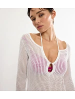 Plážové háčkované dlhé šaty MyWear LSL - SILK WHITE - TRIUMPH SILK WHITE - TRIUMPH