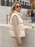 Dámska zateplená vesta bez kapucne, béžová, FashionStreet TY5726 Dámska zateplená vesta bez kapucne, béžová, FashionStreet TY5726