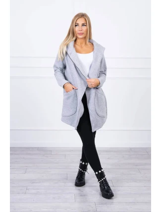 Zateplená mikina s asymetrickým zipsom sivá