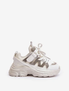 Sneakersy Dziecięce Z Cyrkoniami Białe Rianalla