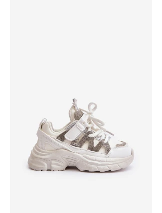Sneakersy Dziecięce Z Cyrkoniami Białe Rianalla