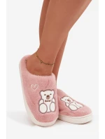 Kožešinové pantofle s medvědem růžové Noralie